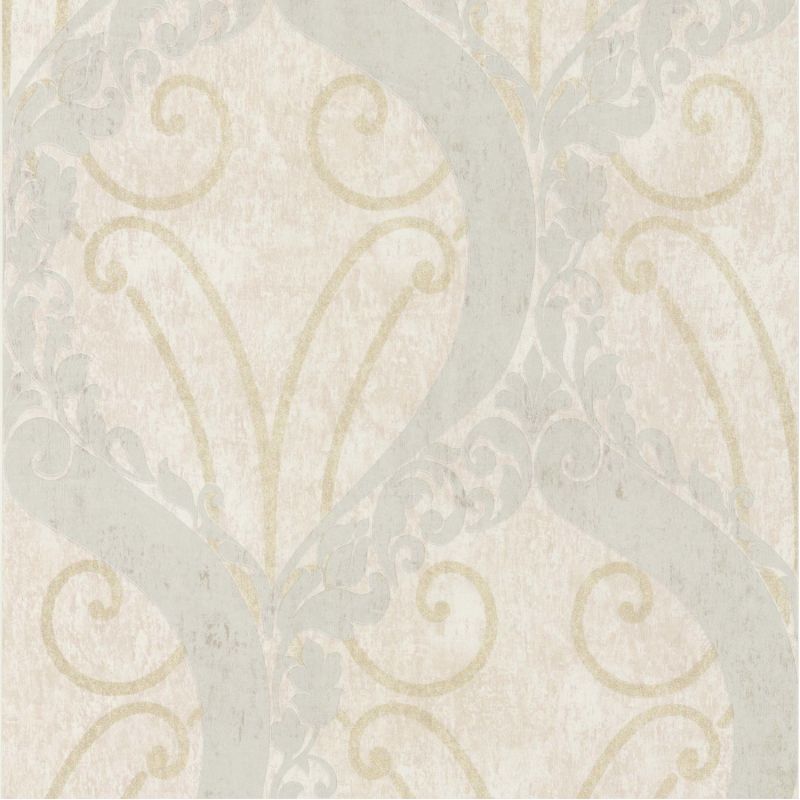 Papier peint vinyle sur intissé classique gris clair et doré pailleté MONTECRISTO -par Lutèce - 51157606