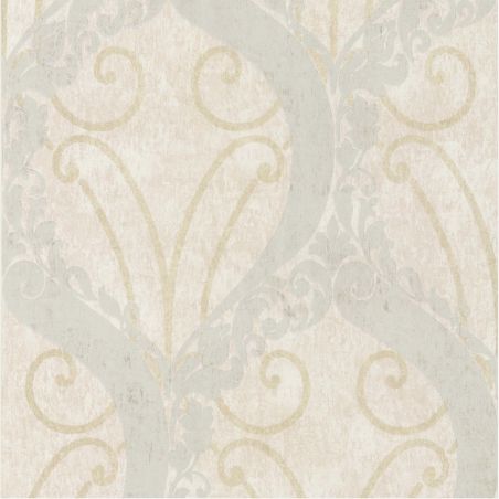Papier peint vinyle sur intissé classique gris clair et doré pailleté MONTECRISTO -par Lutèce - 51157606