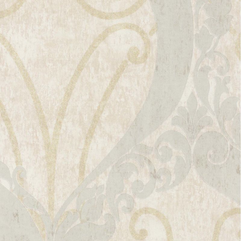 Papier peint vinyle sur intissé classique gris clair et doré pailleté MONTECRISTO -par Lutèce - 51157606