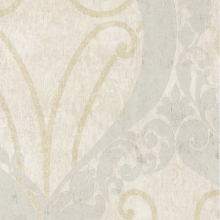 Papier peint vinyle sur intissé classique gris clair et doré pailleté MONTECRISTO -par Lutèce - 51157606