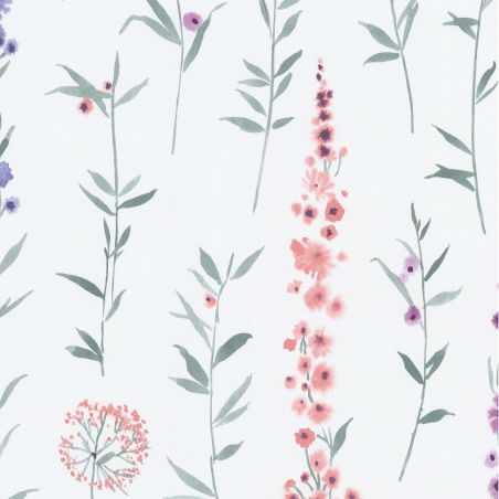 Papier peint intissé floral vert d'eau et blanc cassé SERENITE -par Lutèce - 11180303
