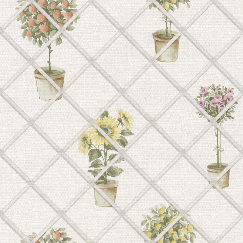 Papier peint vinyle sur intissé floral gris clair et blanc PEPINIERE -par Lutèce - 11161707