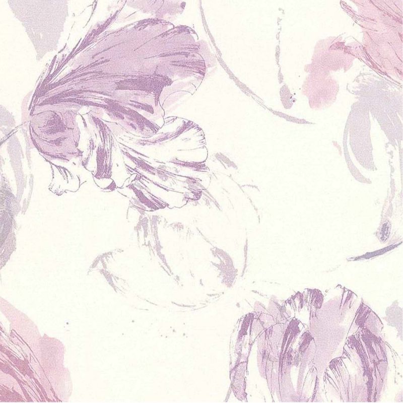 Papier peint vinyle sur intissé floral mauve et blanc TULIPES -par Lutèce - 11101503