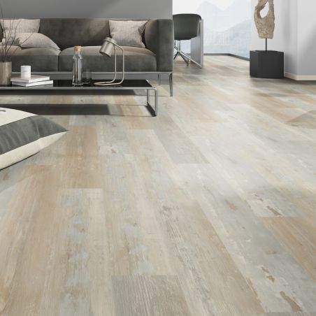 Sol Vinyle/PVC - Lame clipsable - parquet vintage chêne gris et beige PAINTED WOOD NATURAL - Solid Click 30 par OneFlor Sol Vinyle/PVC - Lame clipsable - parquet vintage chêne gris et beige PAINTED WOOD NATURAL - Solid Click 30 par OneFlor