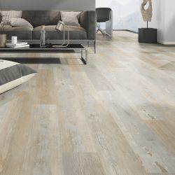 Sol Vinyle/PVC - Lame clipsable - parquet vintage chêne gris et beige PAINTED WOOD NATURAL - Solid Click 30 par OneFlor