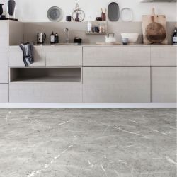 Sol Vinyle/PVC - 4m - marbre gris et blanc CELESTE T95 - Super Ultimate par IVC