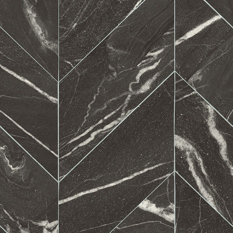 Sol Vinyle/PVC - 4m - marbre chevron noir et blanc ZIANO T99 - Super Ultimate par IVC