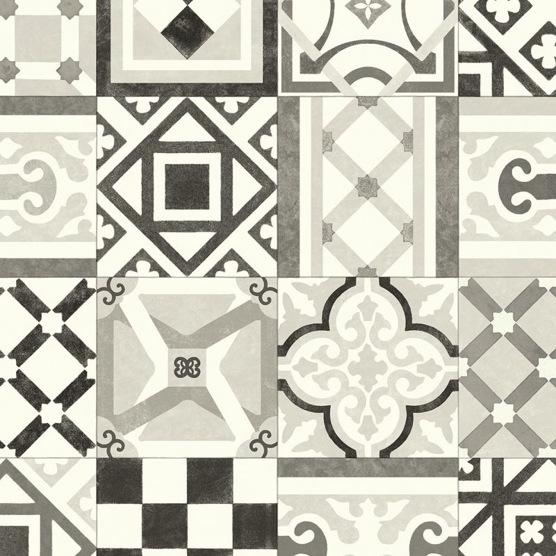 Sol Vinyle/PVC - 4m - carreaux de ciment noir et blanc ES VEDRA 598 - Smart Atento par IVC