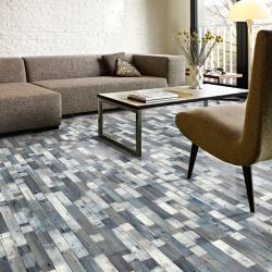 Sol Vinyle/PVC - 3m - parquet vintage gris clair et bleu BRERA 572 - Smart Bingo Rustic Wood par IVC