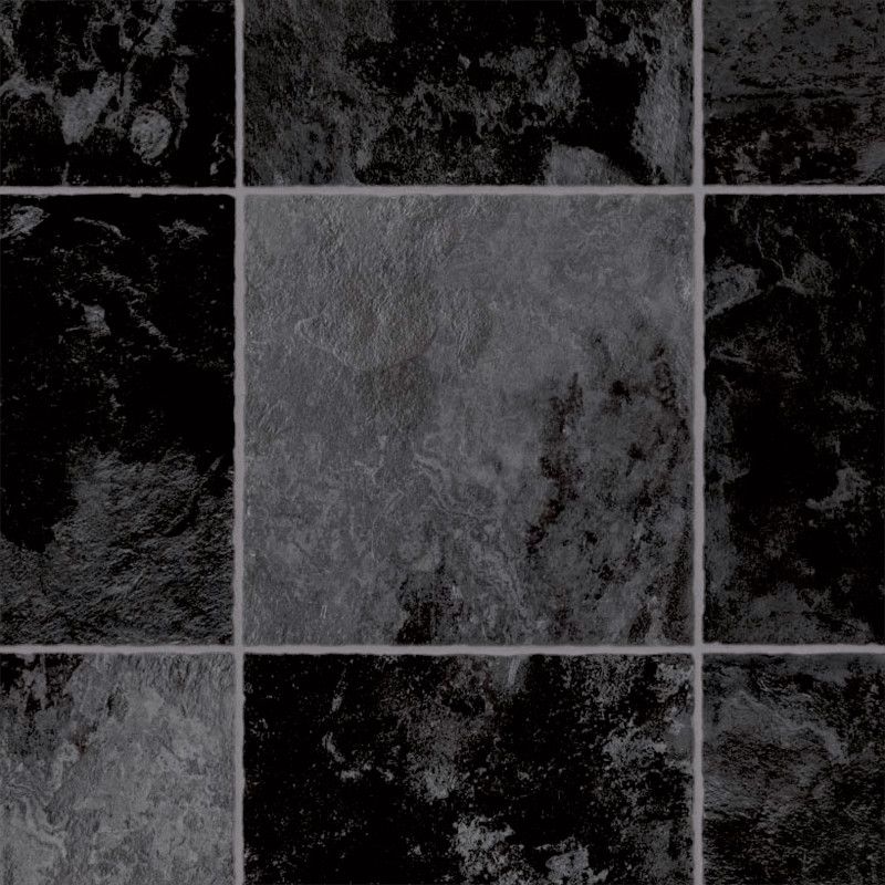 Sol Vinyle/PVC - 3m - carrelage noir et moiré INDIAN SLATE 599 - Smart Bingo par IVC