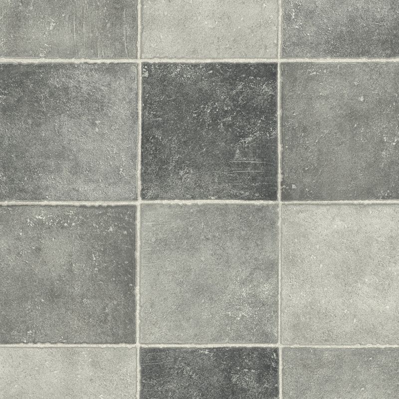 Sol Vinyle/PVC - 3m - carrelage gris clair et foncé POMPEI D 597 - Smart Bingo Stone par IVC