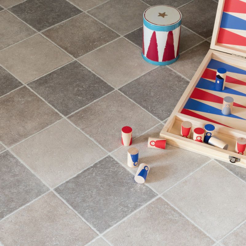 Sol Vinyle/PVC - 3m - carrelage beige et gris POMPEI D 592 - Smart Bingo Stone par IVC