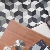 Sol Vinyle/PVC - 2m - cube 3D structuré noir et blanc CUBE 97 - Smart Atento par IVC
