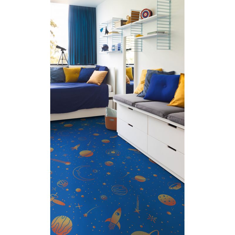 Sol Vinyle/PVC - 2m - cosmique bleu et doré SPACE 575 - Smart Atento par IVC