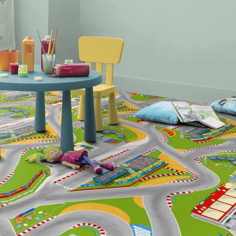 Sol Vinyle/PVC - 2m - tapis de jeux multicolore POLE POSITION- Iconik Confort par Tarkett