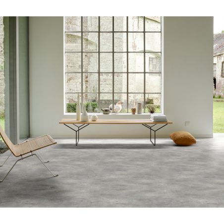 Sol Vinyle/PVC - 4m - béton gris clair et gris moyen ZINC 976M - Ultra Blacktex par Beauflor