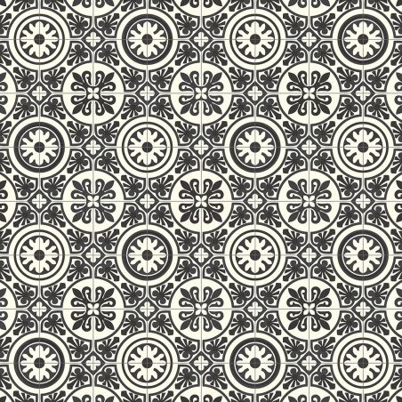 Sol Vinyle/PVC - 4m - carreaux de ciment noir et blanc LAGOS 909D - Prima Plaza par Beauflor