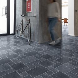 Sol Vinyle/PVC - 3m - carrelage gris ardoise et gris béton POLPERRO 999E - Optima Hightex par Beauflor