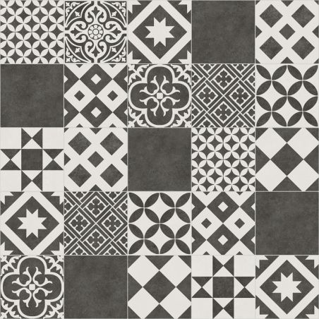 Sol Vinyle/PVC - 4m - carreaux de ciment gris ardoise et gris clair AMADORA 090M - Optima Tex-style par Beauflor Sol Vinyle/PVC - 4m - carreaux de ciment gris ardoise et gris clair AMADORA 090M - Optima Tex-style par Beauflor