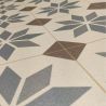 Sol Vinyle/PVC - 4m - carreaux de ciment bleu et marron, fond écru SCOTTSDALE 196L - Optima Retro-tex par Beauflor