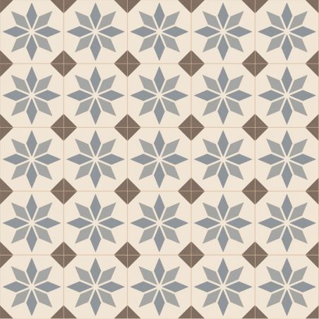 Sol Vinyle/PVC - 4m - carreaux de ciment bleu et marron, fond écru SCOTTSDALE 196L - Optima Retro-tex par Beauflor Sol Vinyle/PVC - 4m - carreaux de ciment bleu et marron, fond écru SCOTTSDALE 196L - Optima Retro-tex par Beauflor