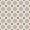 Sol Vinyle/PVC - 4m - carreaux de ciment bleu et marron, fond écru SCOTTSDALE 196L - Optima Retro-tex par Beauflor