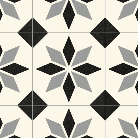Sol Vinyle/PVC - 3m - carreaux de ciment noir et blanc SCOTTSDALE 099M - Optima Retro-tex par Beauflor