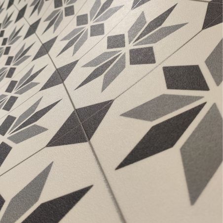 Sol Vinyle/PVC - 3m - carreaux de ciment noir et blanc SCOTTSDALE 099M - Optima Retro-tex par Beauflor