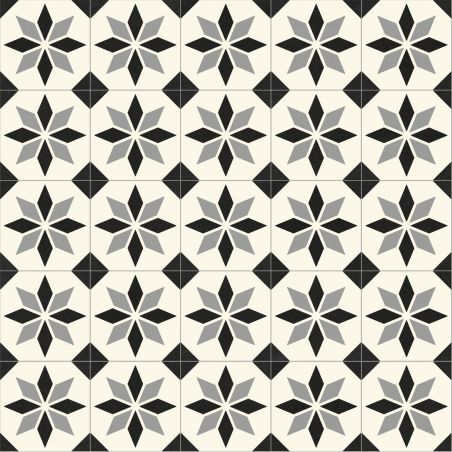 Sol Vinyle/PVC - 3m - carreaux de ciment noir et blanc SCOTTSDALE 099M - Optima Retro-tex par Beauflor