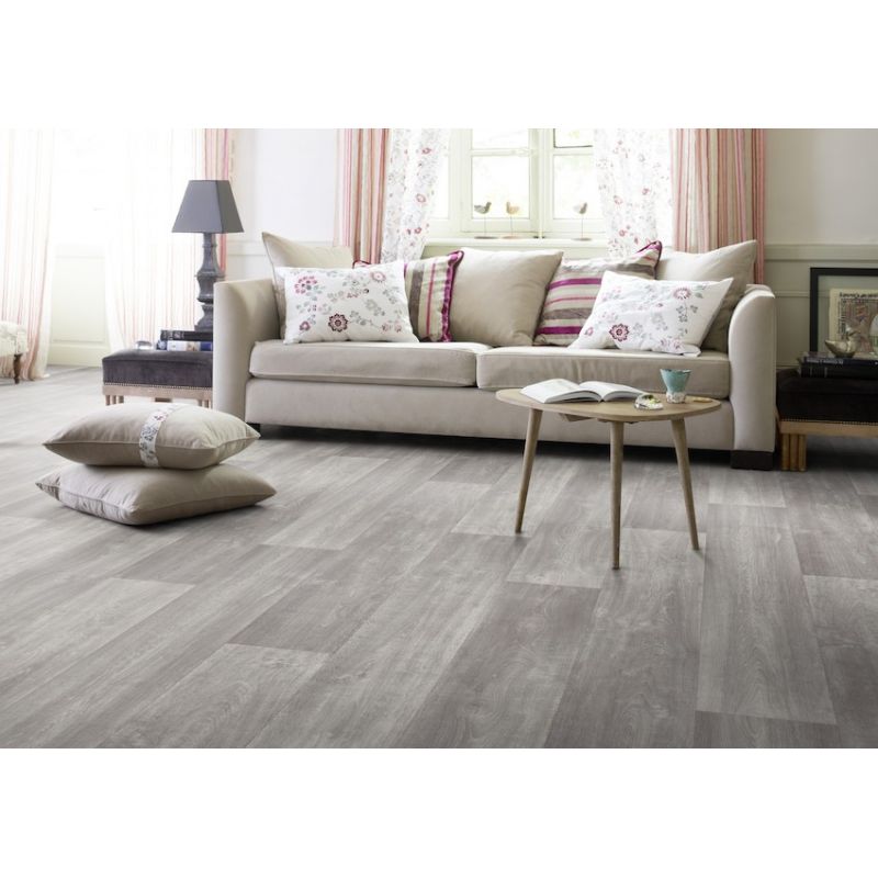 Sol Vinyle/PVC - 4m - parquet gris moyen et gris clair HUDSON PEARL - Booster par Gerflor