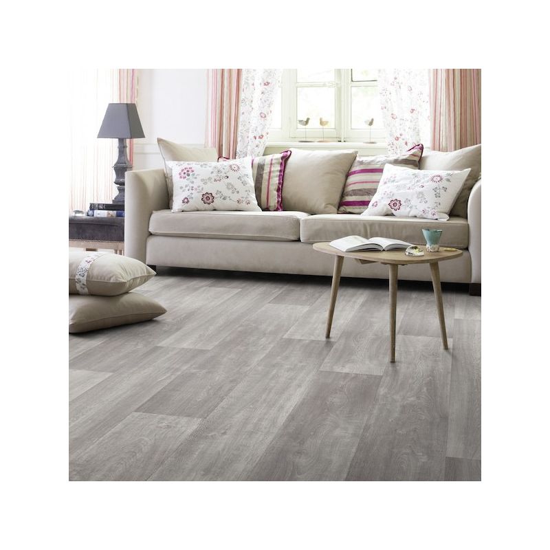 Sol Vinyle/PVC - 4m - parquet gris moyen et gris clair HUDSON PEARL - Booster par Gerflor