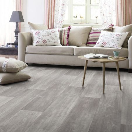 Sol Vinyle/PVC - 4m - parquet gris moyen et gris clair HUDSON PEARL - Booster par Gerflor