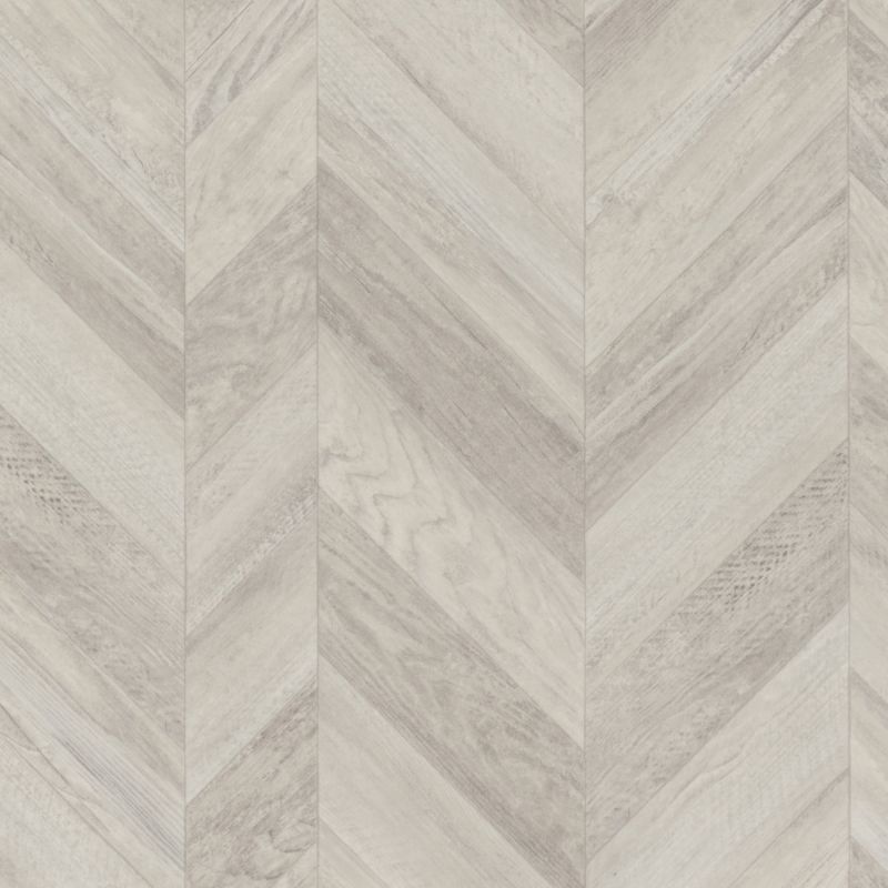 Sol Vinyle/PVC - 4m - parquet chevronblanc cérusé et gris clair PARIS WHITE - Texline par Gerflor
