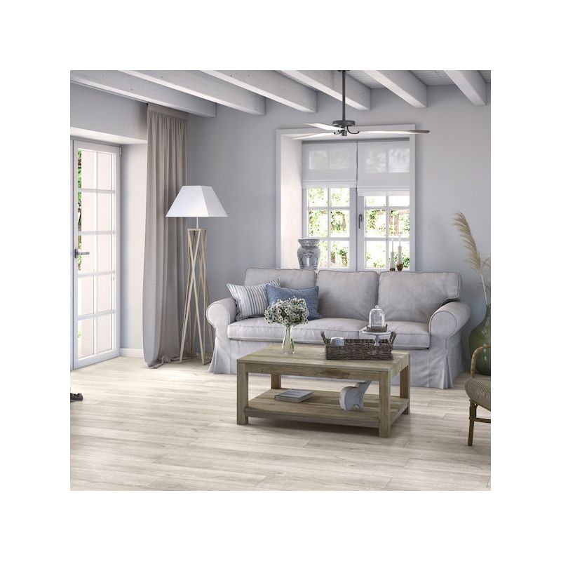 Sol Vinyle/PVC - 4m - parquet blanchi et gris clair cérusé NOMA BLANC - Texline par Gerflor