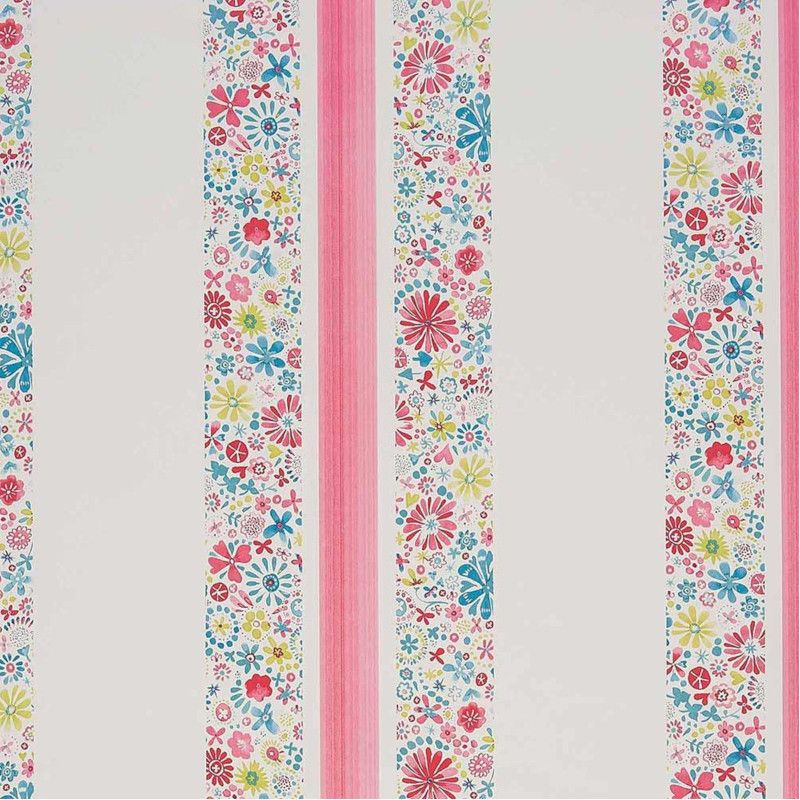 Papier peint intissé rayure rose et turquoise FANTASTIQUE - Abracadabra par Camengo - 9870290