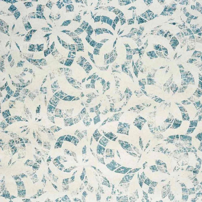 Papier peint intissé graphique bleu et gris perle irisé ROSACES - Place Vendôme par Casamance - 72510794