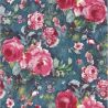 Papier peint intissé floral rose et bleu roi STELLA - Tailor par Casamance - 73390238