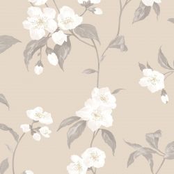 Papier peint intissé floral beige et blanc FLEUR - Infinity par Casadeco - 24831127