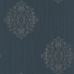 Papier peint vinyle sur intissé médaillon bleu et bronze irisé MEDAILLON PLACE - Ambassade par Casadeco - 81276101