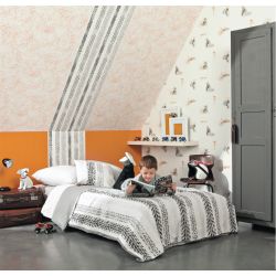 Papier peint standard enfant orange et gris MOTOCROSS - Only Boys par Caselio - 64813002