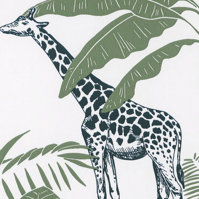 Papier peint intissé végétal kaki et bleu nuit JUNGLE TRIP - Our Planet par Caselio - 101957403