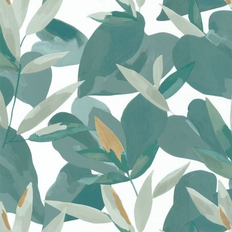 Papier peint intissé végétal menthe et doré INFLUENCE - Imagination par Caselio - 102157019
