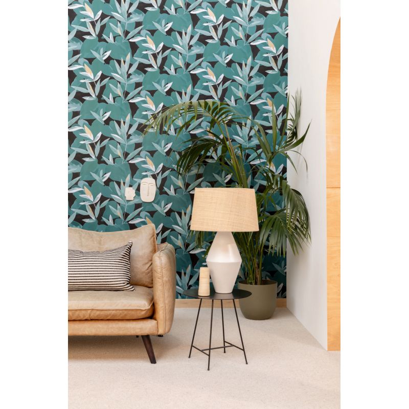 Papier peint intissé végétal vert émeraude et doré INFLUENCE - Imagination par Caselio - 102157394