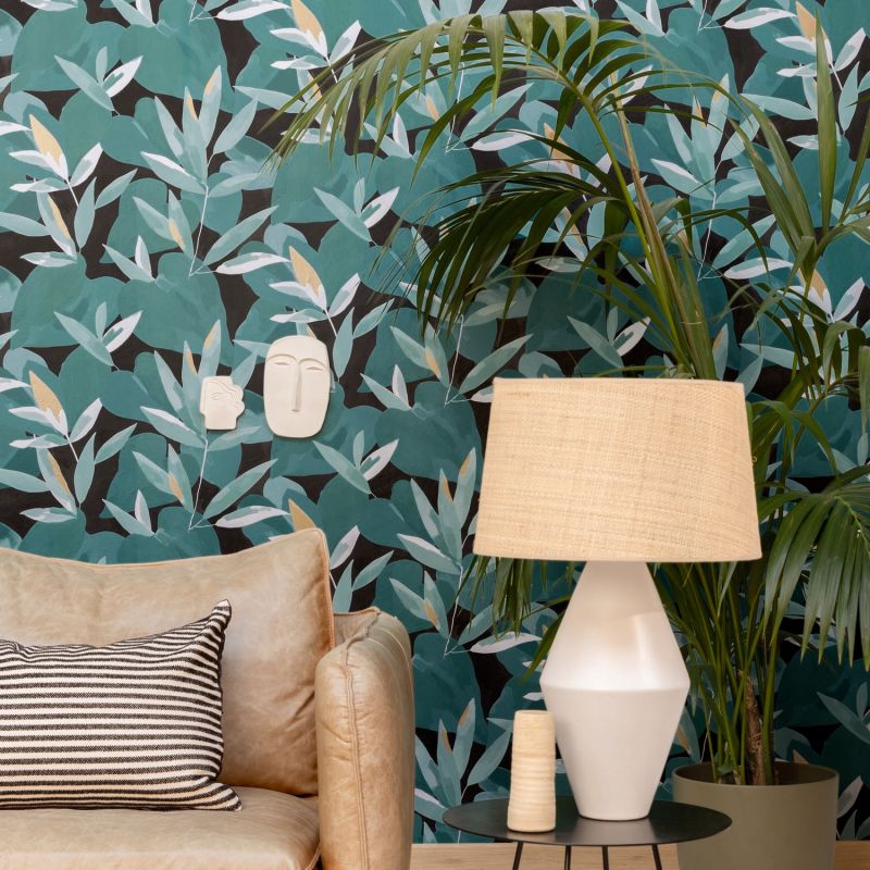 Papier peint intissé végétal vert émeraude et doré INFLUENCE - Imagination par Caselio - 102157394