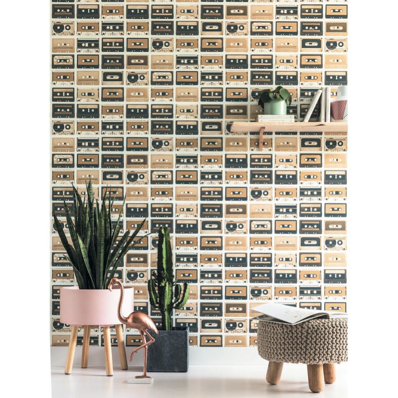 Papier peint vinyle sur intissé graphique argile et cuivre CASSETTES - Tonic par Caselio - 69513313