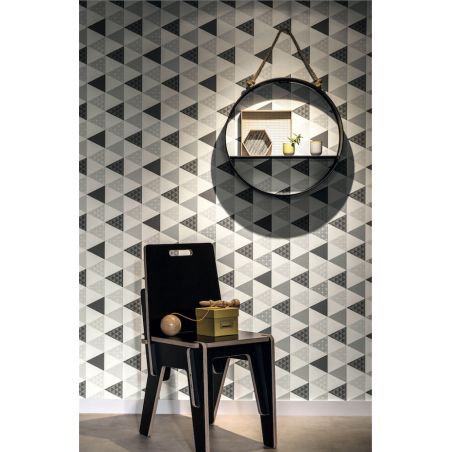 Papier peint vinyle sur intissé graphique gris et noir TRIANGLE - Tonic par Caselio - 69449412