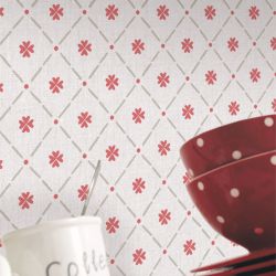 Papier peint vinyle sur intissé graphique rouge et gris COCOOTE - Au bistrot d'Alice par Caselio - 100658026