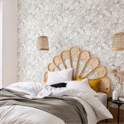 Papier peint vinyle sur intissé végétal noir et blanc JARDIN DE BEL AIR - Nos Gravures par Caselio - 103010199