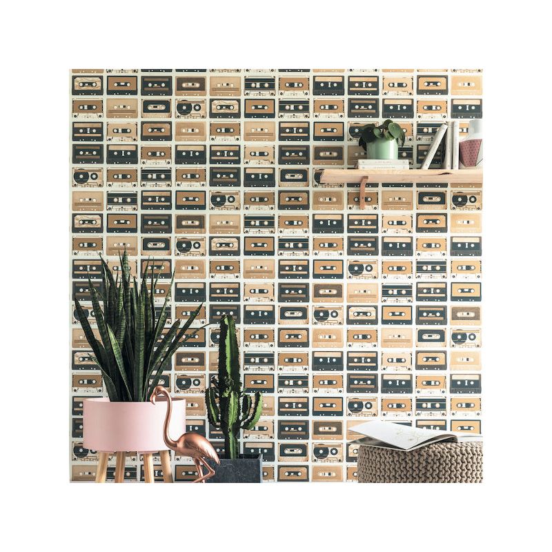 Papier peint vinyle sur intissé graphique argile et cuivre CASSETTES - Tonic par Caselio - 69513313