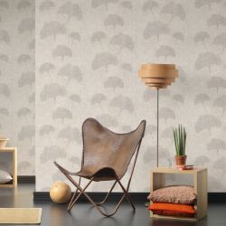 Papier peint vinyle sur intissé floral gris et argenté GINGKO - Borneo par As Creation - 32265-3